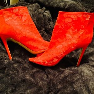 Red lace heels